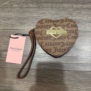 Juicy Couture Brown Heart Shaped Wallet Wristlet Brand New
